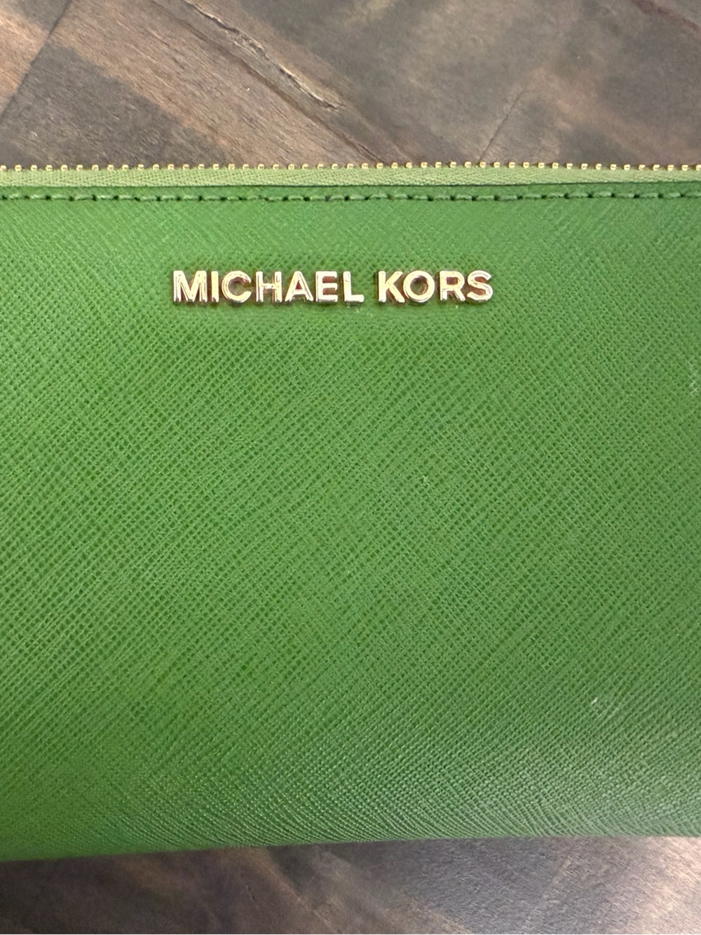 Michael Kors Green Saffiano Zip-Around Wristlet Wallet - Picture 3 of 6